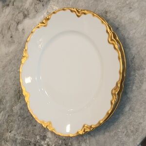 19th C. Haviland Hand Painted Gilt Gold 2 Dinner Plates EUC